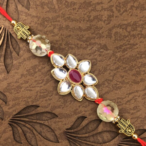 Multicolour Non-Precious Metal Combo of 1 Rakhi, Roli and Chawal for Bhai and Bhabhi