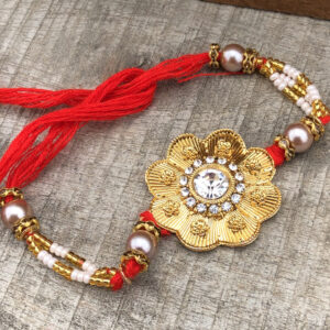 Modish Gold Plated Rakhi Combo (Set of 1) with Roli Chawal