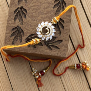 Rakhi for Bhaiya Bhabhi Lumba Rakhi Kids Rakhi Gift Set of 1 Rakhi with Roli Chawal