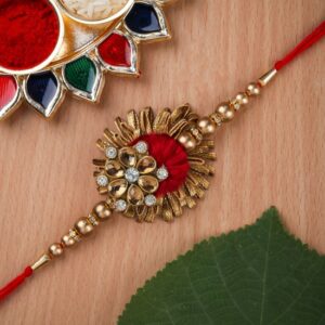 Rakhi for Brother with Gift – Designer Rakhi with Rakshabandhan Special, Roli Chawal Set of 1