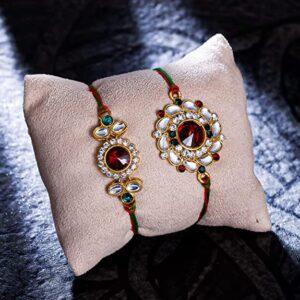 Kundan Gold Plated Rakhi for Brother/bhaiya bhabhi Combo (Pack of 1) | Bracelet Designer Rakhi