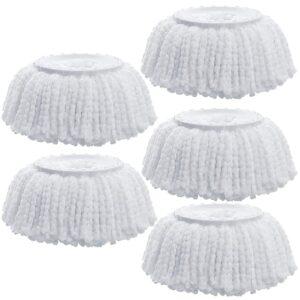 5PCS White Microfiber Replacement Mop Head Spin Mop Head Replacement 5-Pack, Microfiber Refill Heads Universal for 360 Spin Magic Mopping, Round Shape Standard Size